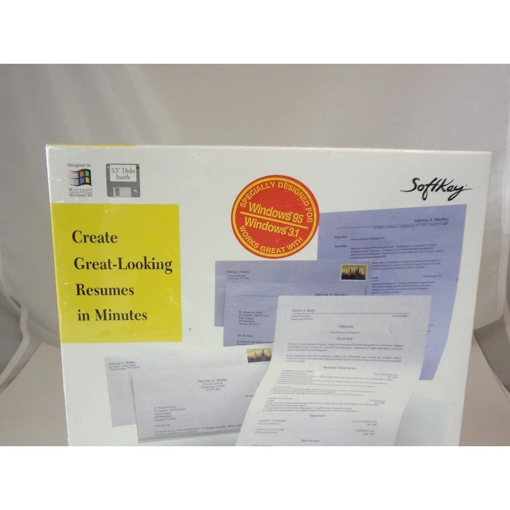 SoftKey Key Resume Designer (PC, 1996) Windows 95 and 3.1 - Factory Sealed & New
